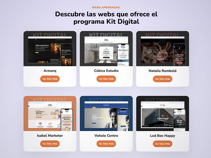 Catálogo de Sitios Webs del Kit Digital Ejemplos Sin IVA Soluciones